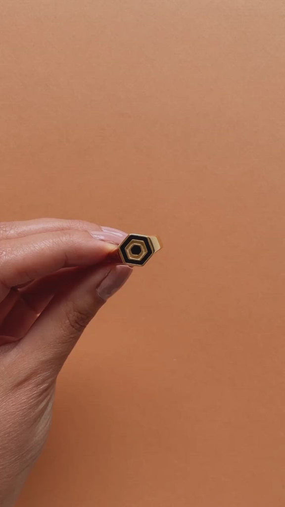 Geo Eye - Stainless Steel 18K gold plated ring - Zafeer