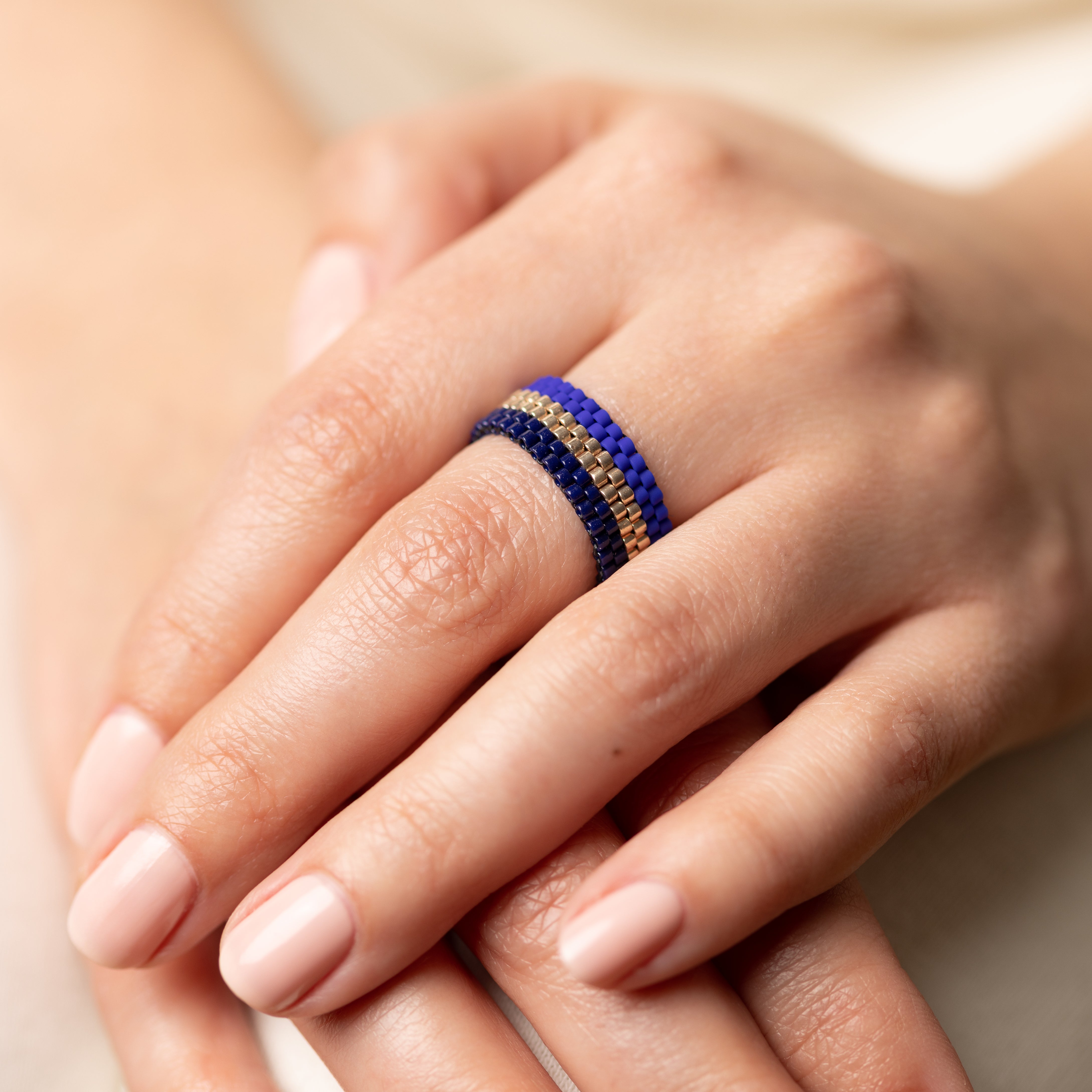 Navy River - High-End beaded ring - Zafeer