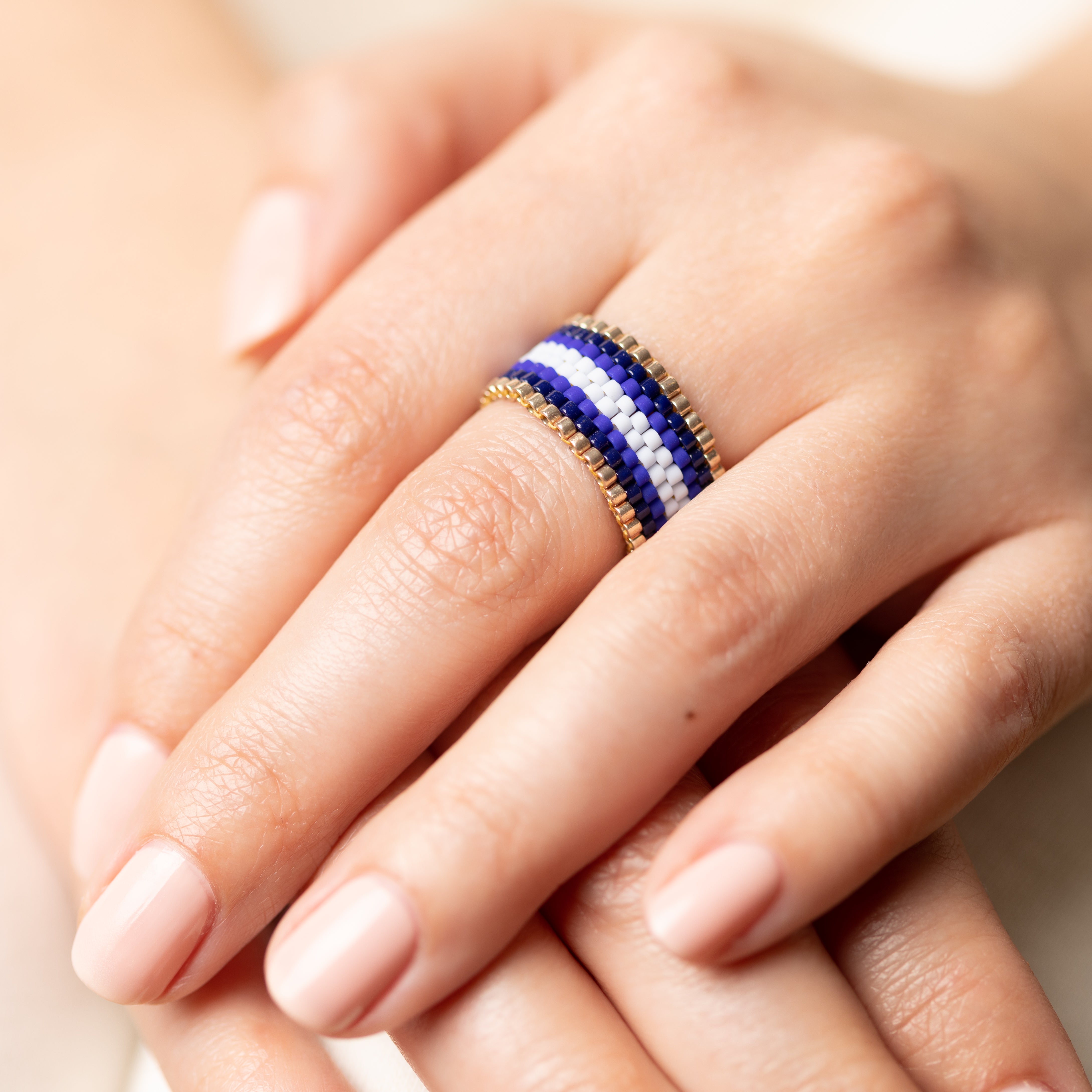 Ocean Blue - High-End beaded ring - Zafeer