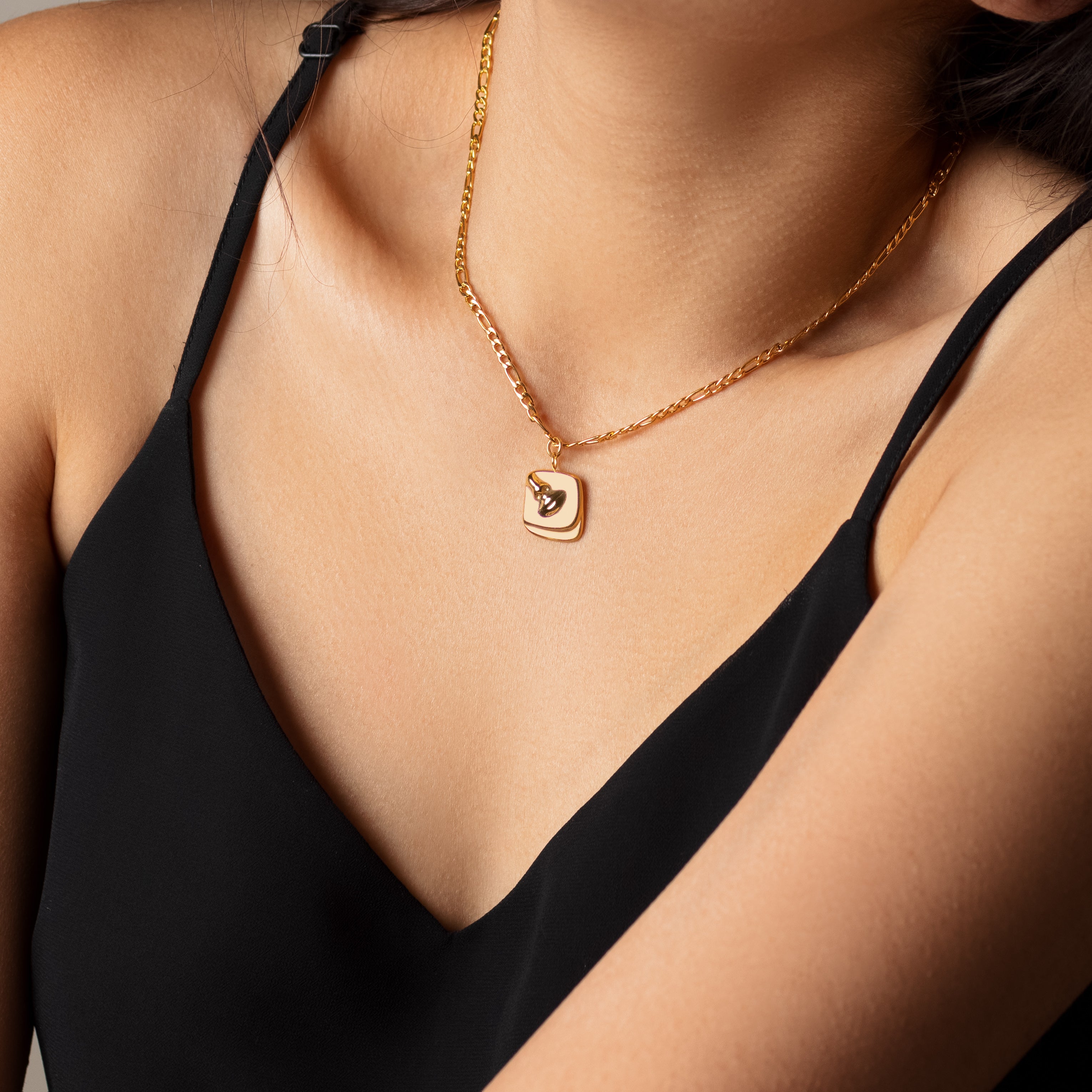 Half face Abstract Necklace - Stainless Steel 18K gold plated - Zafeer