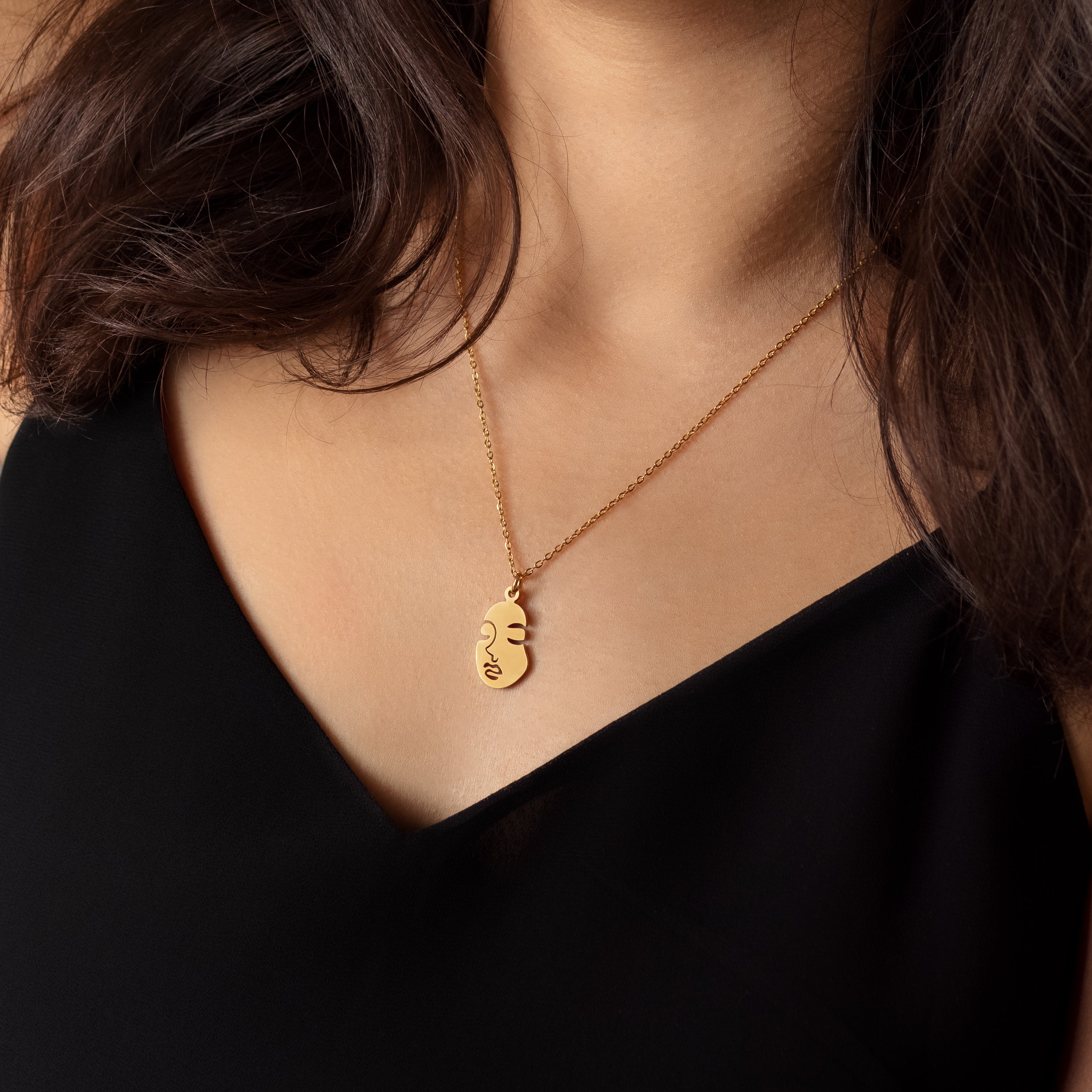 Full Face abstract Necklace - Stainless Steel 18K gold plated - Zafeer