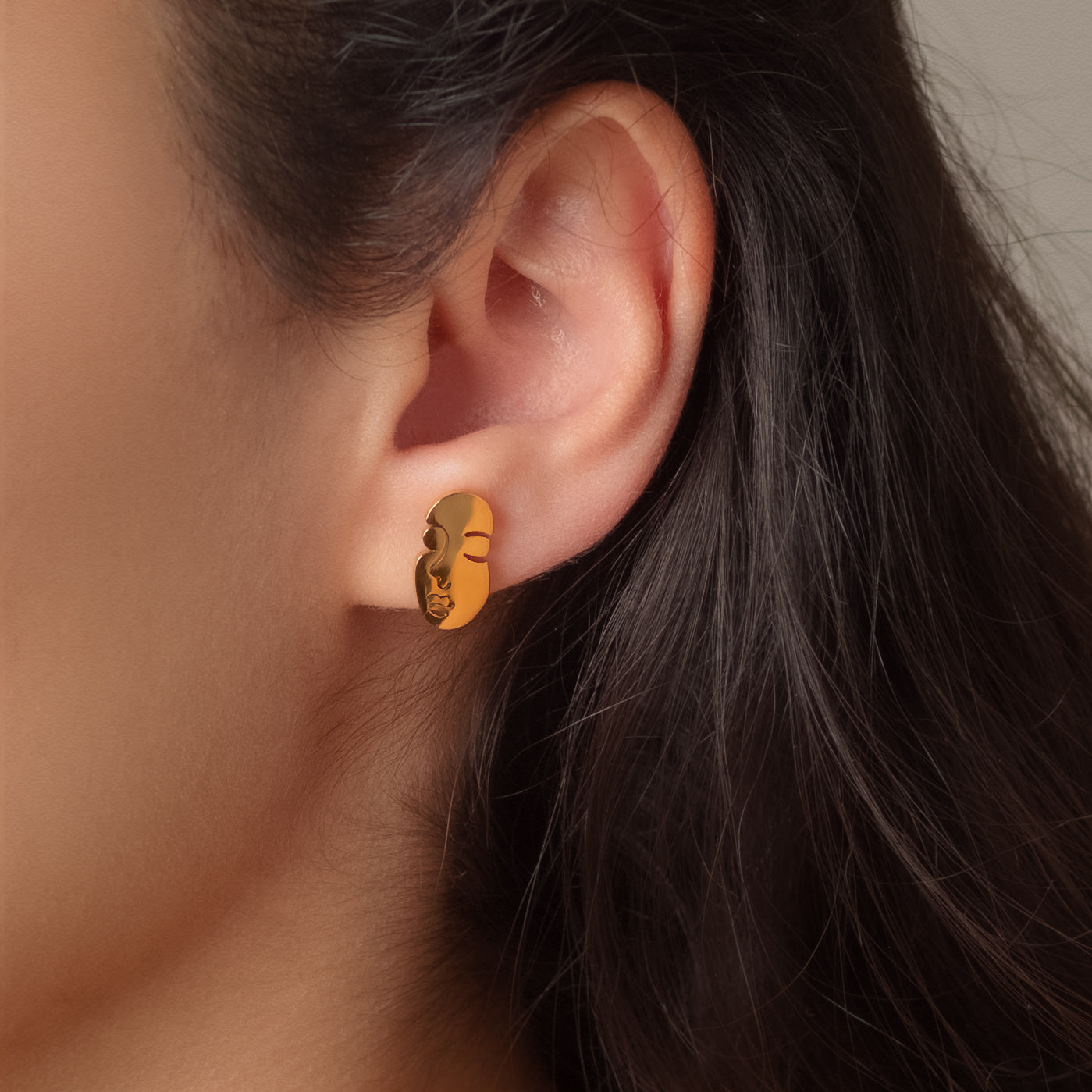 Full Face abstract Earrings - Stainless Steel 18K gold plated - Zafeer