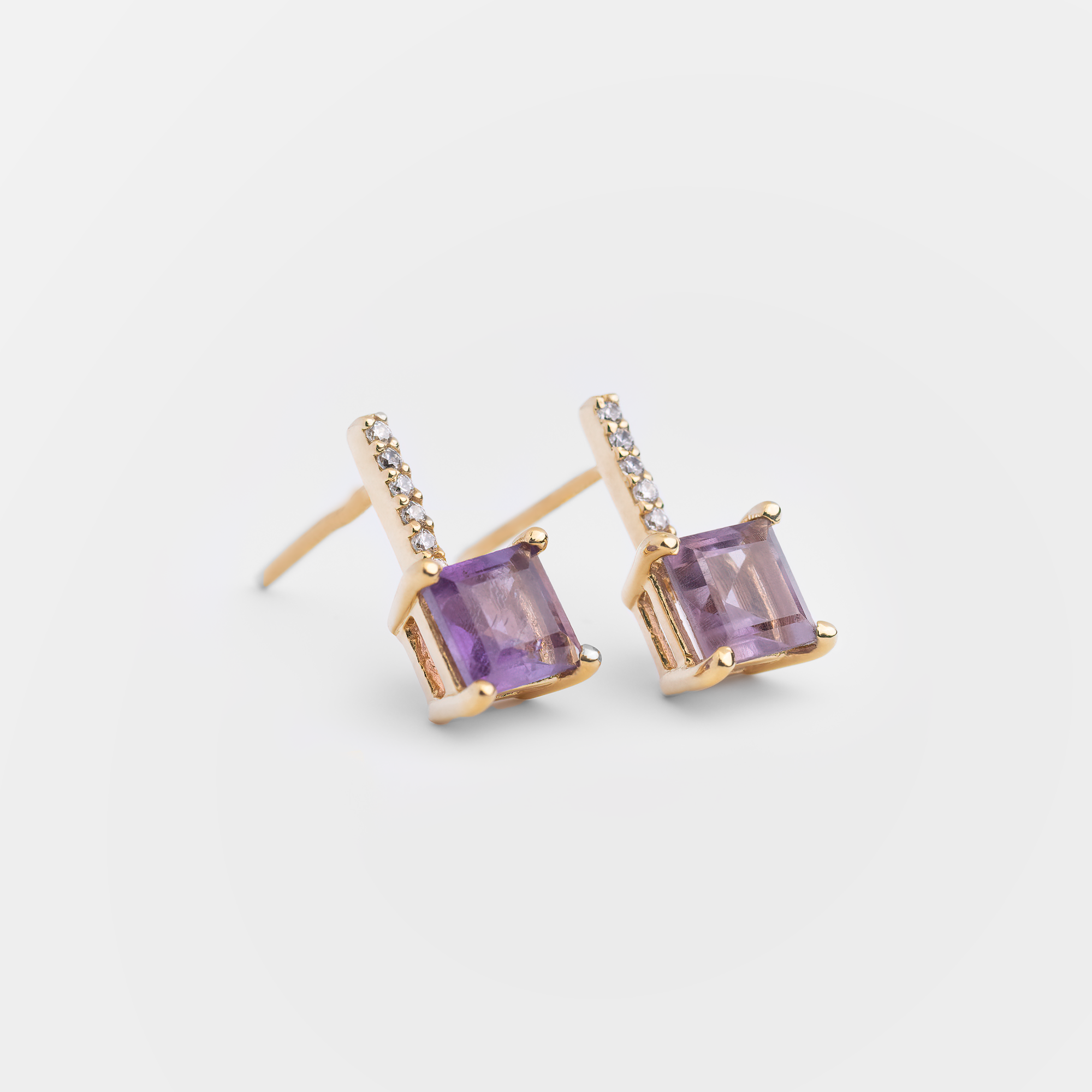 Moss - 18K Gold Vermeil Purple Amethyst Earrings - Zafeer