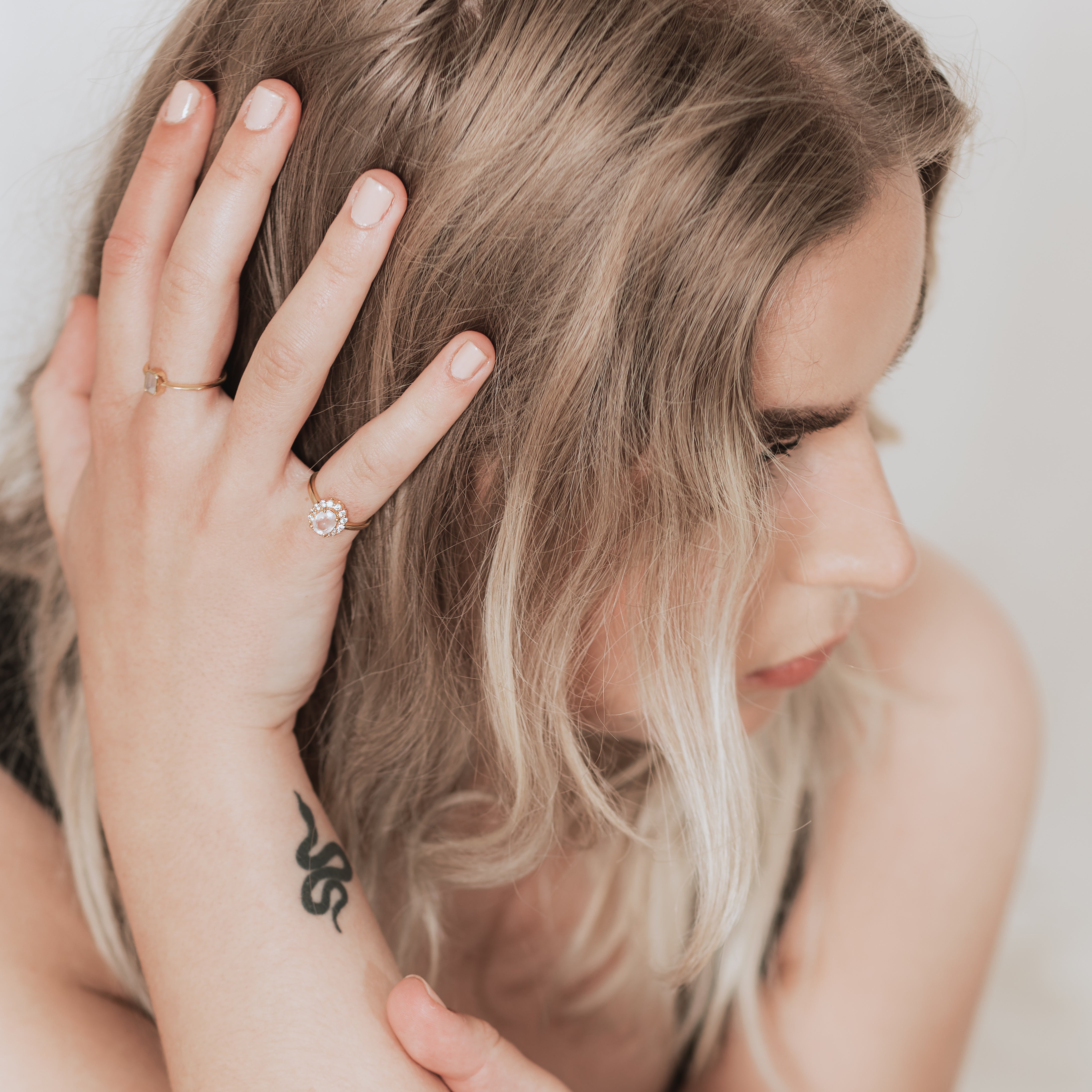 Nancy - 18K Gold Vermeil Rose Quartz Ring - Zafeer