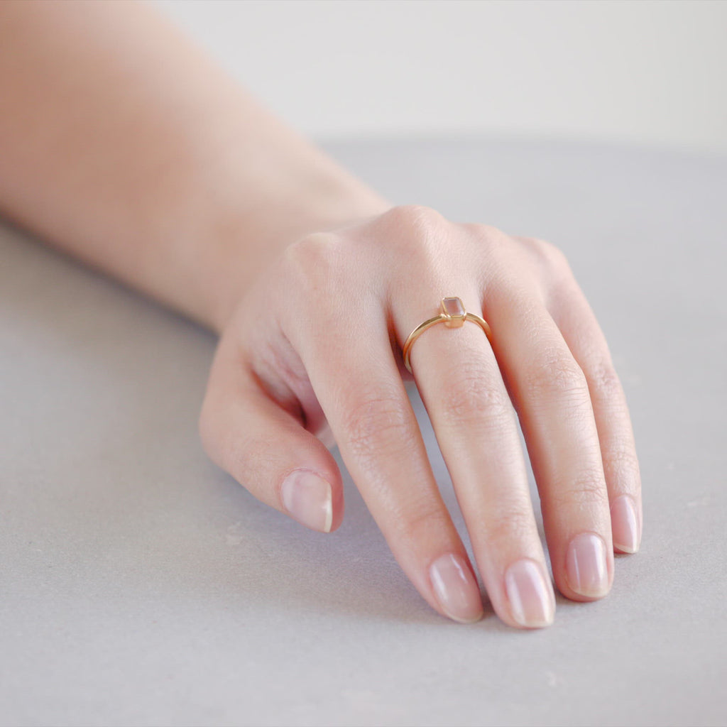 Bremen - 18K Gold Vermeil Rose Quartz Ring - Zafeer