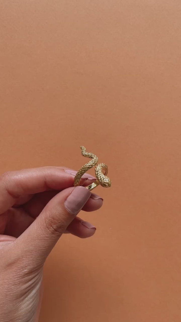 Snake - Stainless Steel 18K gold plated zircon snake ring - Zafeer