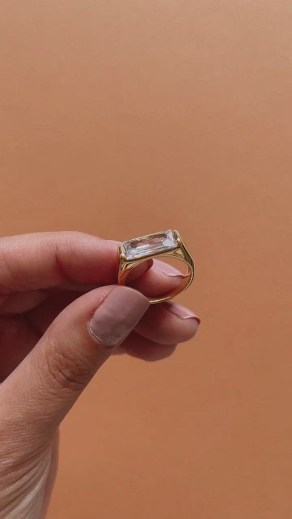ZiZi Solo - Stainless Steel 18K gold plated zircon ring - Zafeer