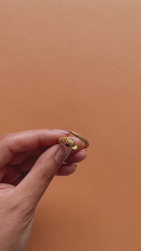 Green eyes - Stainless Steel 18K gold plated zircon snake ring - Zafeer